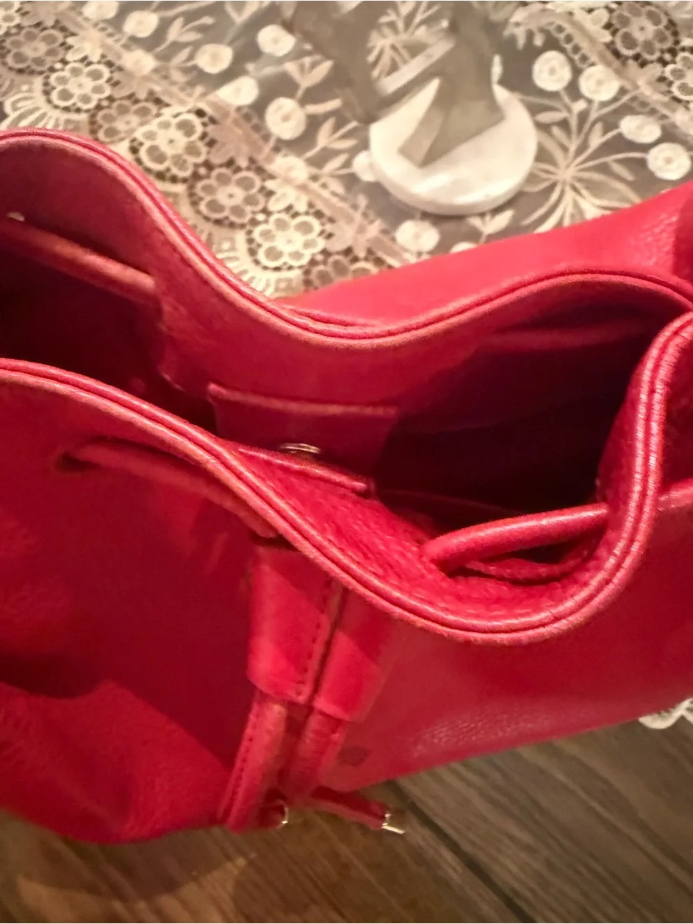 MCM Red Leather Bucket Bag - Picture 11 of 13